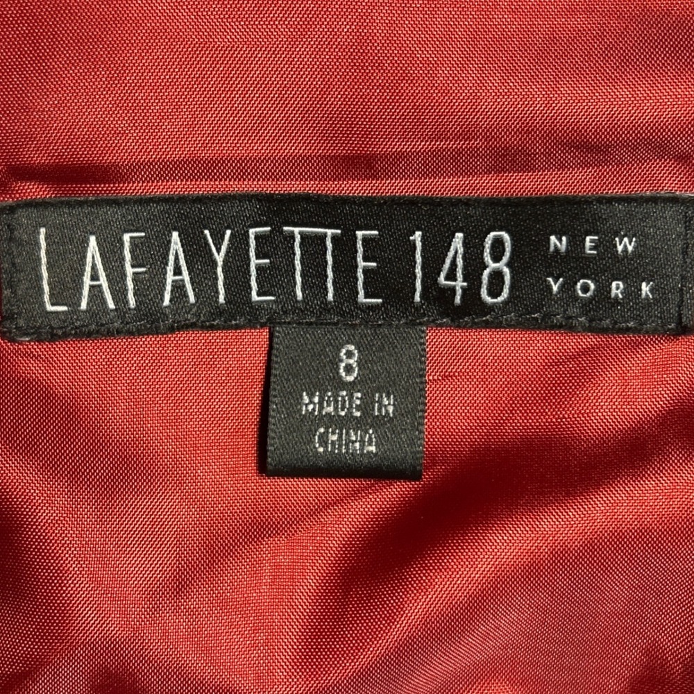 Lafayette 148 New‎ York Lambskin Leather Button Up Shacket Red Women's Size 8 - Picture 10 of 11